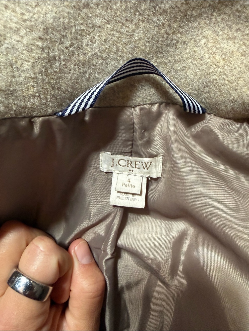 J. Crew Petite Wool-Blend Coat in Cream and Taupe - Picture 4 of 5